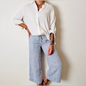 NWT Dash Stripe Print Linen Cropped Pant 2X
